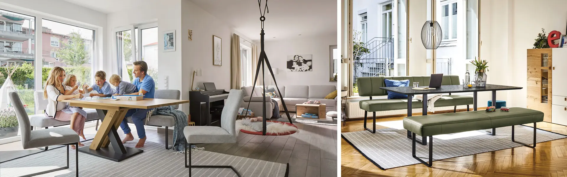 Ob Eckbank oder gerade Bank – Sitzbänke sind wieder angesagt in den Esszimmern. 